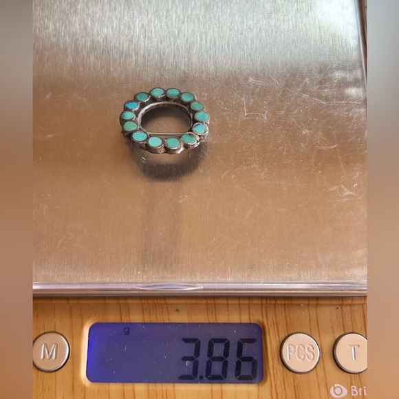 Vintage Native TURQUOISE Inlay and Sterling Silver 925 PIN BROOCH Zuni - Picture 7 of 7